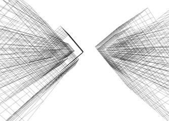 Architectural 3d drawing vector illustration