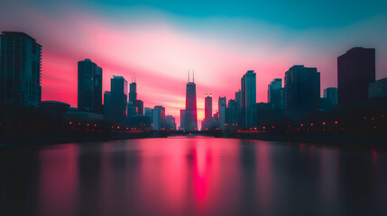 Fototapeta premium city skyline at sunset