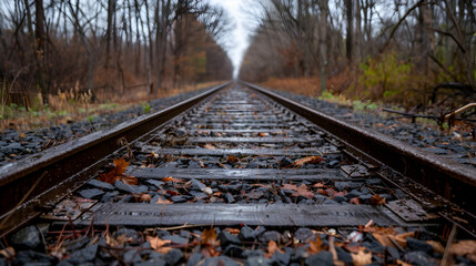 railroad tracks in the forest