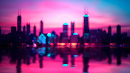 city skyline at night