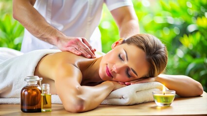 Gentle hands ease kinks in weary muscles, inducing deep relaxation, as soothing oil is massaged into skin, releasing