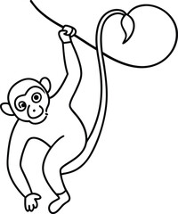 Monkey hanging on tree Coloring Fun for Little Artists