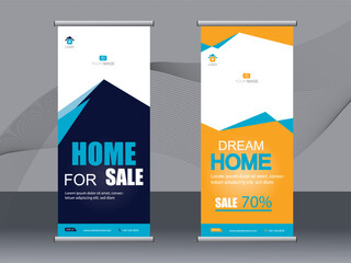 Business banner roll up set, standee banner template, Modern banner.
