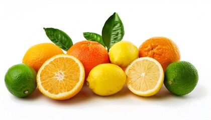 Fresh Citrus Fruits with Green Leaves