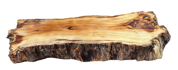 Fototapeta premium Textured slab of rustic natural wood, cut out