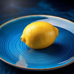  lemon on a blue plate 56185