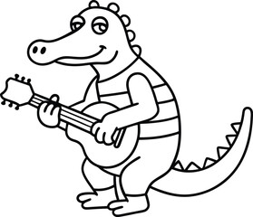 Crocodile Rocks the Banjo Colorful Coloring Fun for Kids
