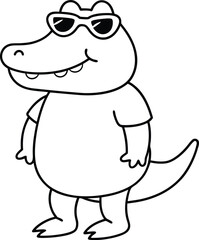 Cool Crocodile in Sunglasses Coloring Fun
