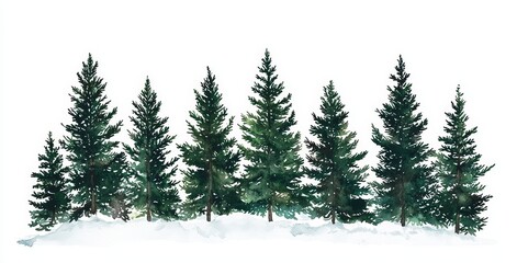 Fototapeta premium Forest of spruce trees covered in fresh snow during winter Christmas. The winter scene is duotone with limited palette colours.