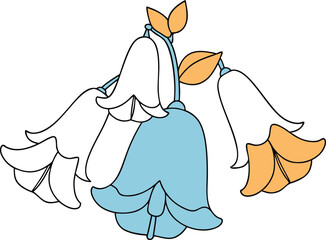 Thin Petal Elegance with Flowing Leaves Vector Design
