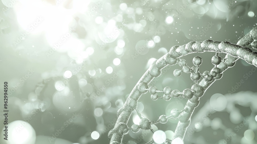 Poster molecular structure and chain of dna close-up on green background