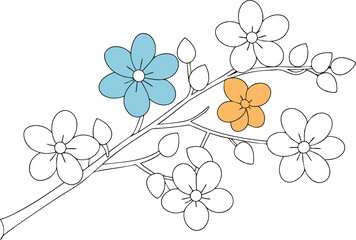 Timeless Thin Petals and Leaf Vector Drawing
