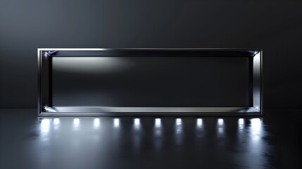 Sleek Futuristic Frame with Embedded LED Lights Against Dark Background