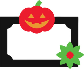 Vector Gothic Frame with Pumpkin and Floral Accents Perfect for Spooky Designs
