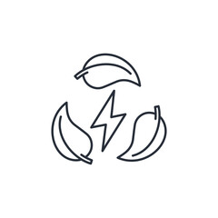 Green energy. Ecologically clean charge.Vector linear icon isolated on white background.