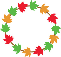 Circular Floral Frame with Autumn Leaves Vector Design
