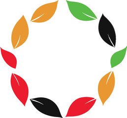 Autumn Leaves Adorning a Circular Floral Frame Vector Art
