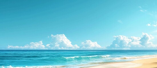 Tranquil Family Beach Vacation: Relaxing under Palm Trees with Colorful Beach Umbrellas by the Gentle Waves