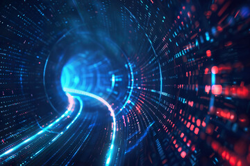 A computer screen with a blue background and red and blue lines,, generative ai image,