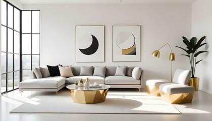 Fototapeta premium Photo interior modern design room 3d illustration