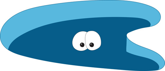 Hole in ice with cracks. Cleft in the ground. Burrow in the ground