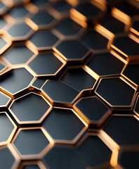 Obraz premium hexagons creating a honeycomb pattern on a glossy surface, dramatic lighting