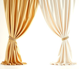 yellow and white curtains on a white background