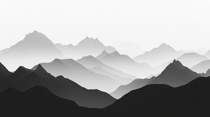Fototapeta premium Majestic silhouette of mountain range at sunrise with soft gradient sky, perfect for nature, landscape, and outdoor adventure themes