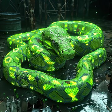 green neon snake