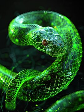 green neon snake