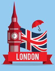 London big ben and UK flag