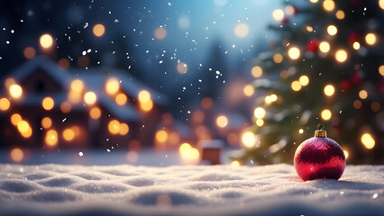 Golden bokeh from defocused string lights creates a magical shimmer against a dark Christmas background, perfect for overlay text or product display.