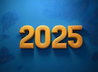 Happy new year 2025, Modern abstract new year 2025 displayed on a blue wall. generative ai