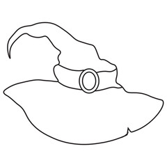 Hand Drawn Halloween Witch Hat Icon, Isolated on White Background. Vector Illustration in Sketch Style.