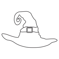 Hand Drawn Halloween Witch Hat Icon, Isolated on White Background. Vector Illustration in Sketch Style.