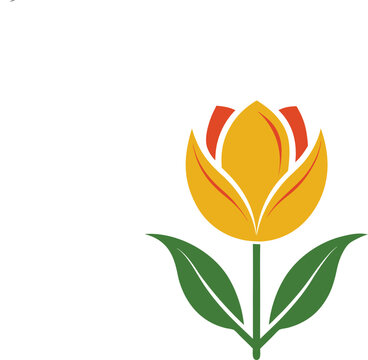 yellow tulip flower simple design clip art preview