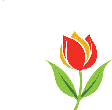 red yellow tulip flower green leaves clip art preview
