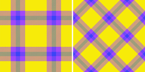 Vector plaid check of tartan fabric texture with a seamless pattern textile background. Set in favorite colors in creative gift paper ideas.