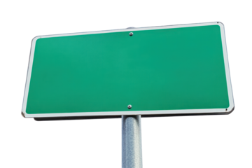 Blank road sign mounted on a pole