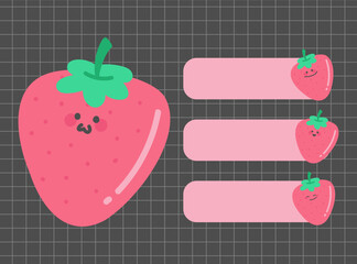 Colorful sticky note with cute food illustration set