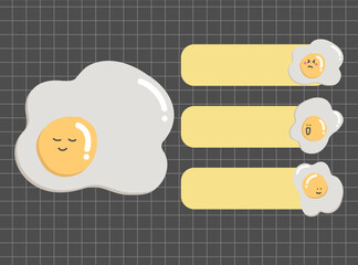 Colorful sticky note with cute food illustration set