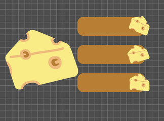 Colorful sticky note with cute food illustration set