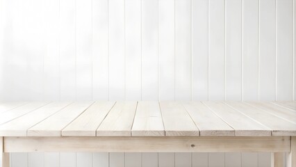 Empty wooden white table