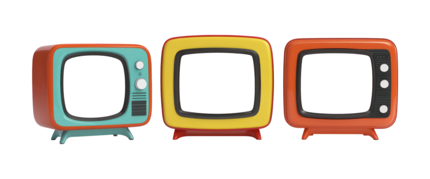 vintage televisions with blank screens, retro design, nostalgic advertisements, or vintagethemed visual content creation