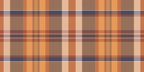 Pixel plaid texture textile, knit check background fabric. Industry seamless tartan vector pattern in orange and pastel colors.