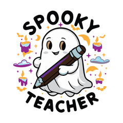 Teaching My Boos Spooky Teacher Vector Art Illustration Design Download.