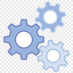 Gear setting vector icon set. Isolated black gears mechanism and cog wheel on white background. Progress or construction concept. Cogwheel icons UI vector. EPS 10.