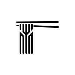 Noodles and fork simple icon. High quality black style vector icons.