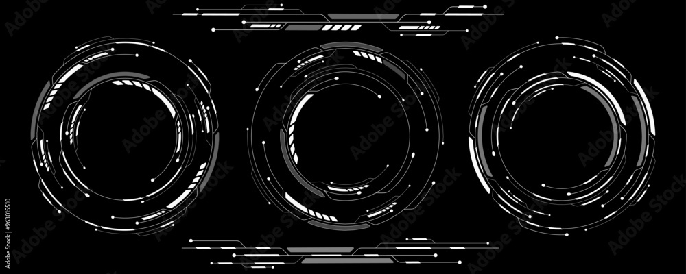 Poster modern hud interface elements for tech design. sci-fi and hi-tech frames. gui and ui graphic. vector
