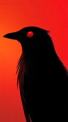 Fototapeta premium silhouette of a raven against a vibrant